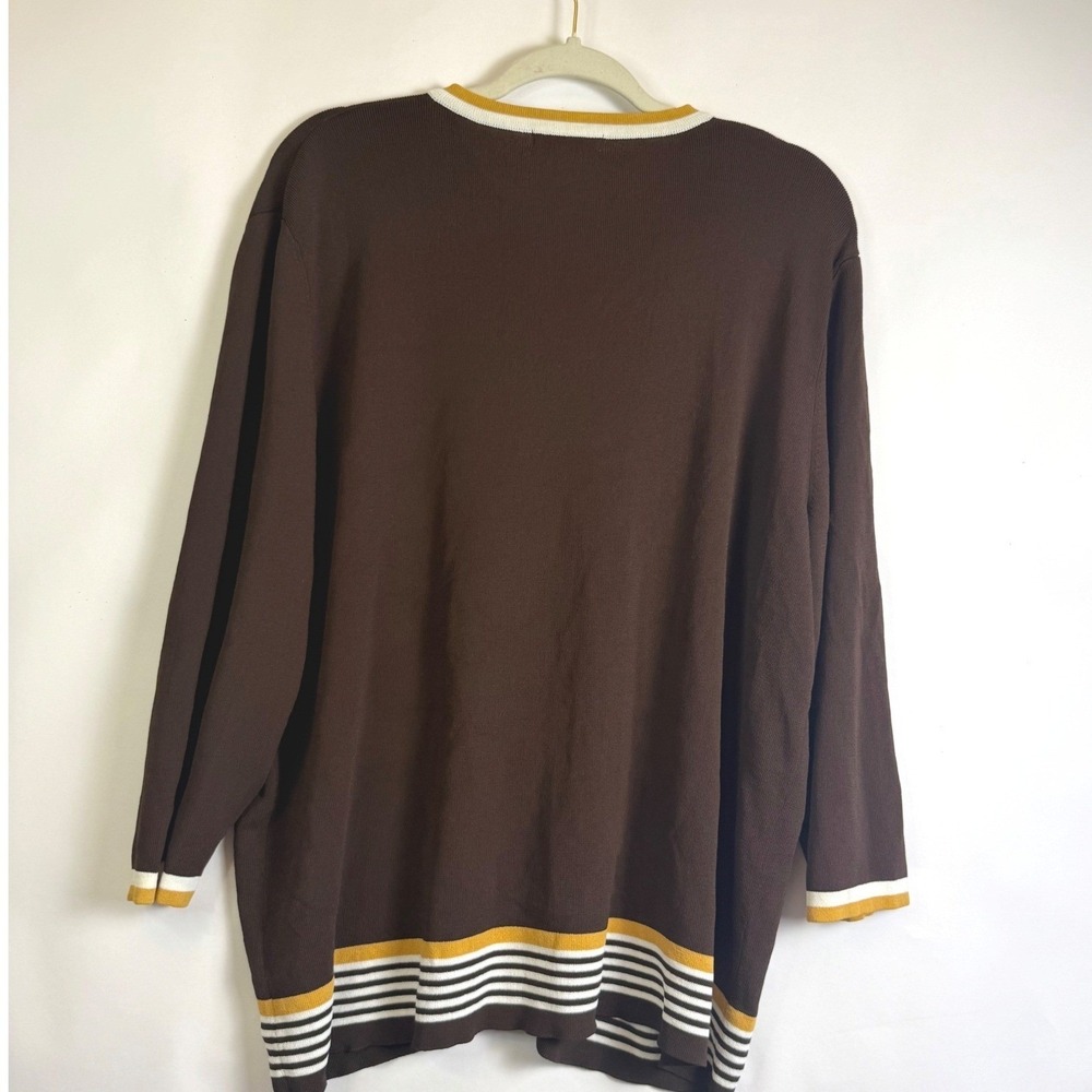 Dressbarn Woman Brown Yellow Striped Zip Front Cardigan Sweater‎ Plus Size 22/24 - Picture 4 of 12